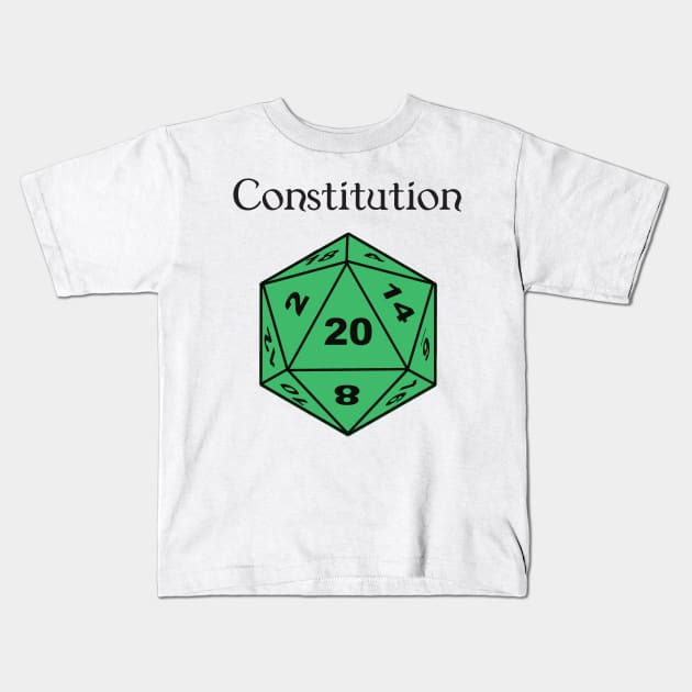 Constitution Stat D20 Kids T-Shirt by DennisMcCarson